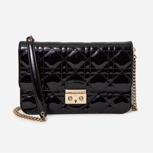 Christian Dior 2016 Black Patent Miss Dior Promenade Chain Flap Bag